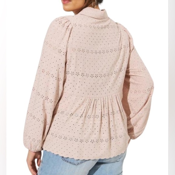 Torrid Eyelet Button Front Long Sleeve Blouse - Picture 3 of 7